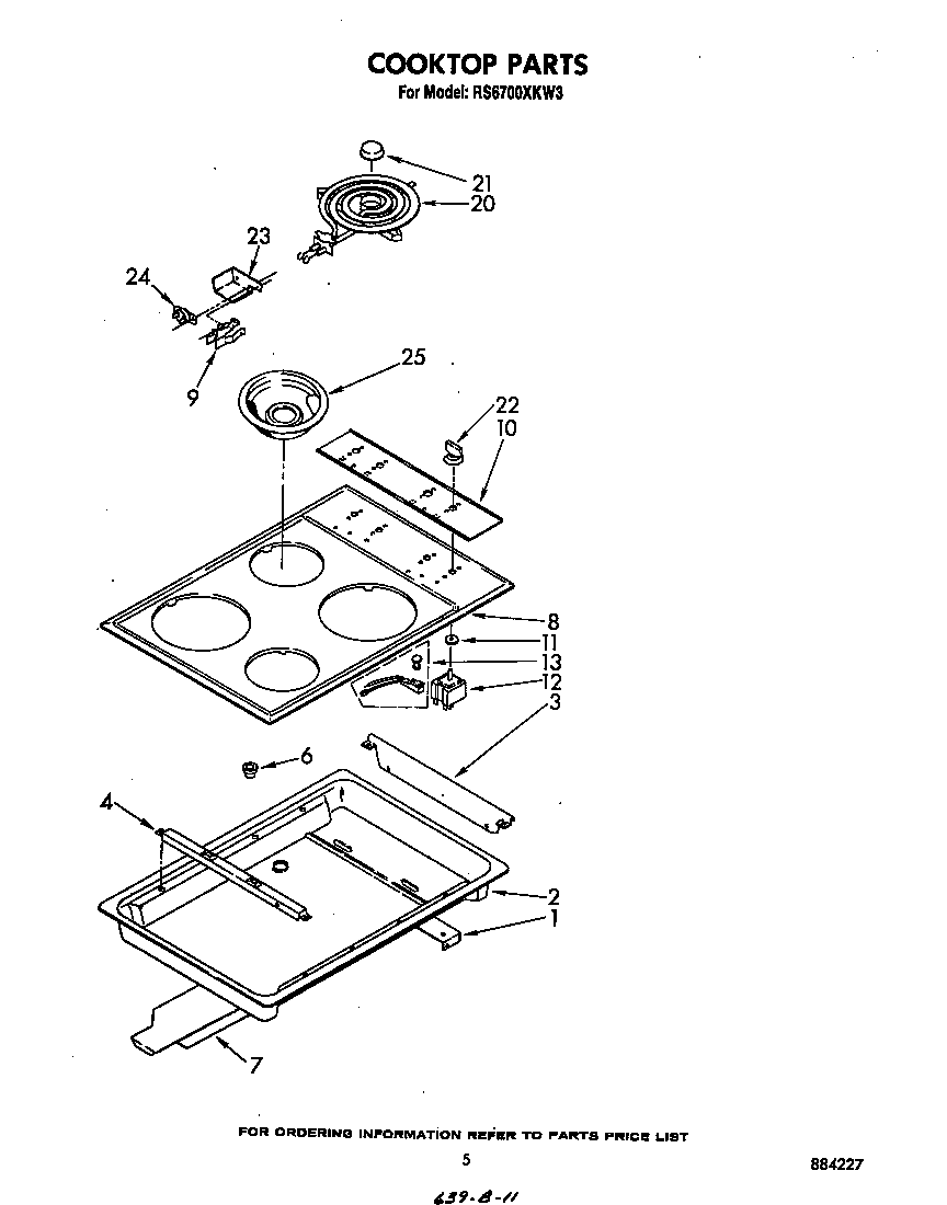 Whirlpool RS6700XKW3 cooktop diagram