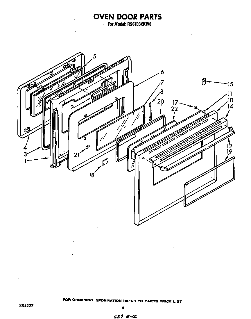 Whirlpool RS6700XKW3 oven door diagram