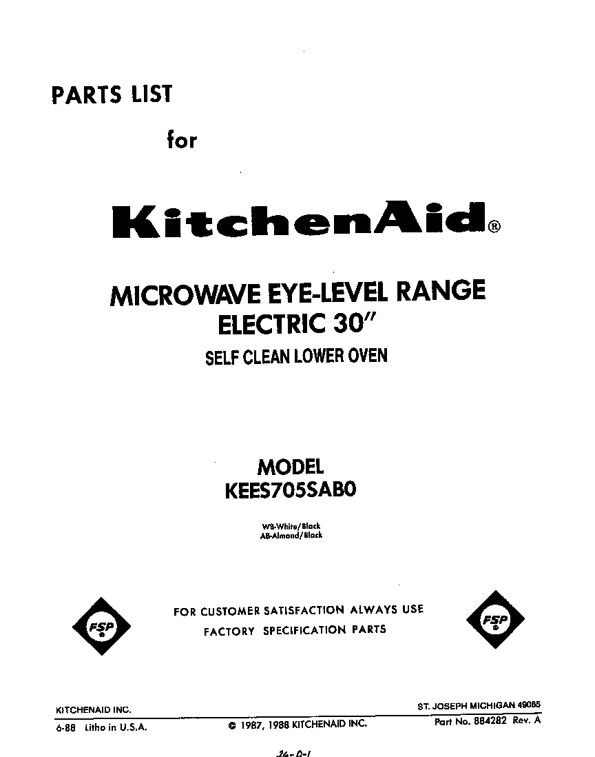KitchenAid KEES705SWB0 front cover diagram