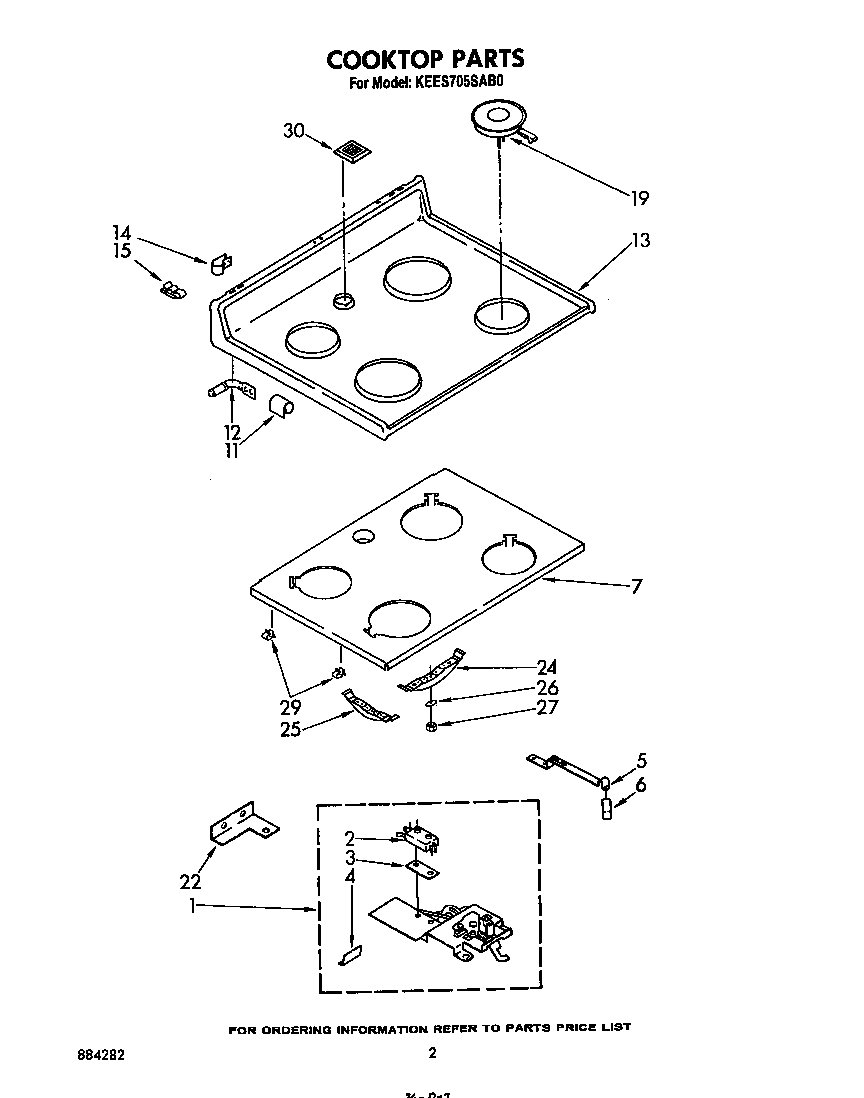 KitchenAid KEES705SWB0 cook top diagram