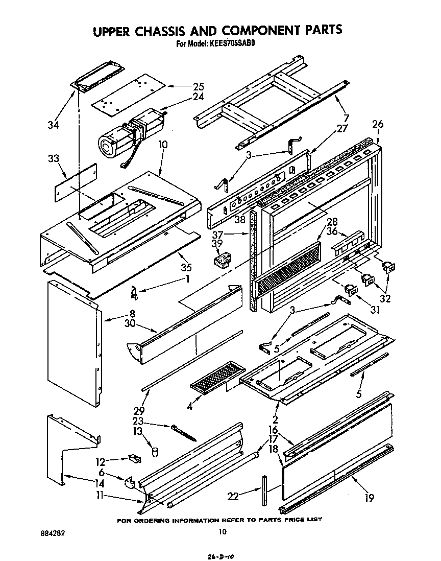KitchenAid KEES705SWB0 upper chassis and component diagram