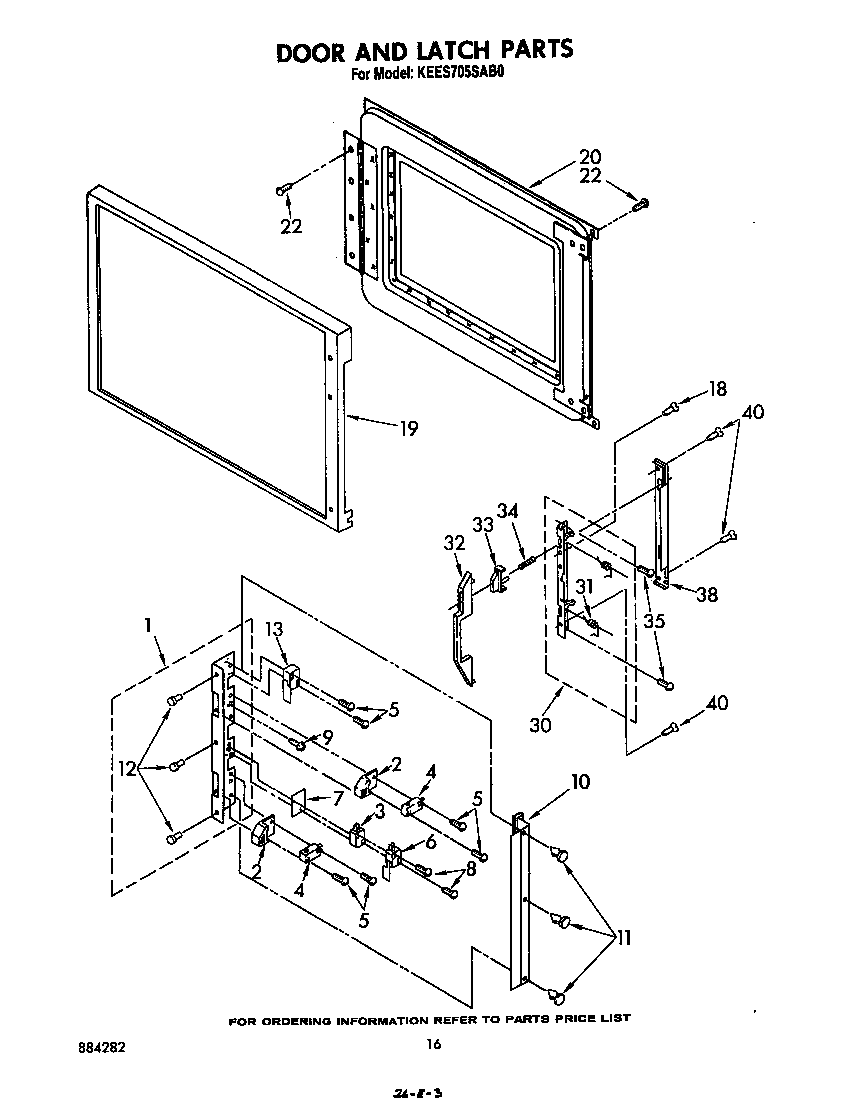 KitchenAid KEES705SWB0 door and latch diagram