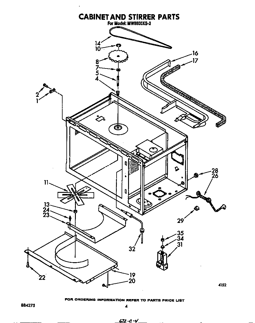 Whirlpool MW8600XS2 cabinet and stirrer diagram