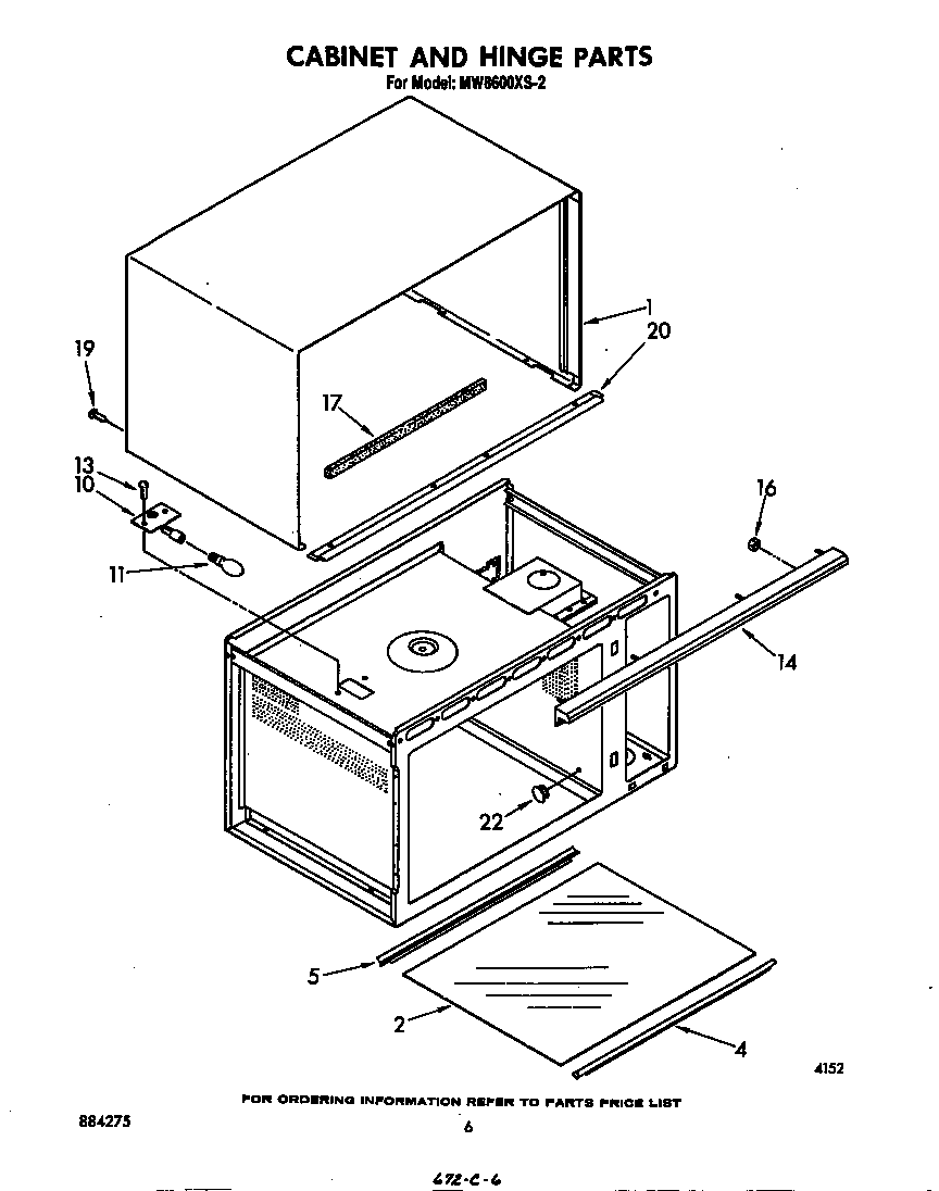 Whirlpool MW8600XS2 cabinet and hinge diagram