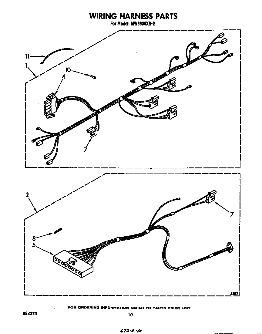 Whirlpool MW8600XS2 wiring harness diagram