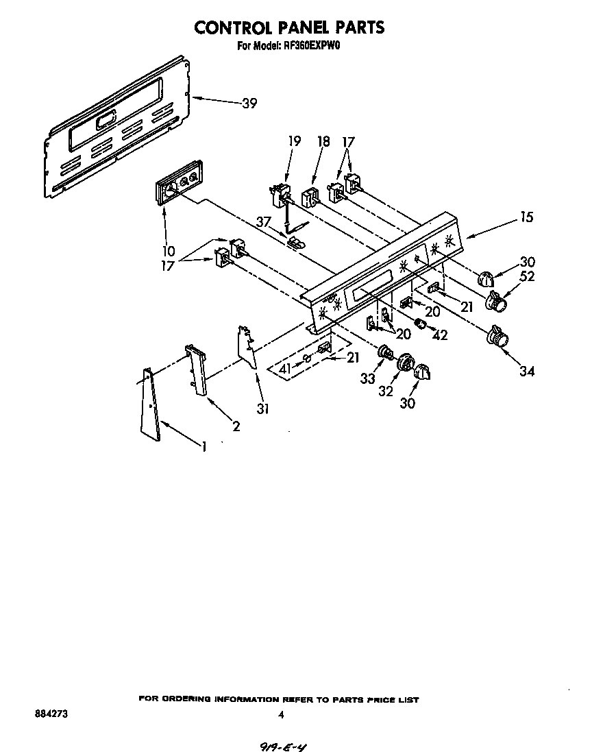 Whirlpool RF360EXPW0 control panel diagram
