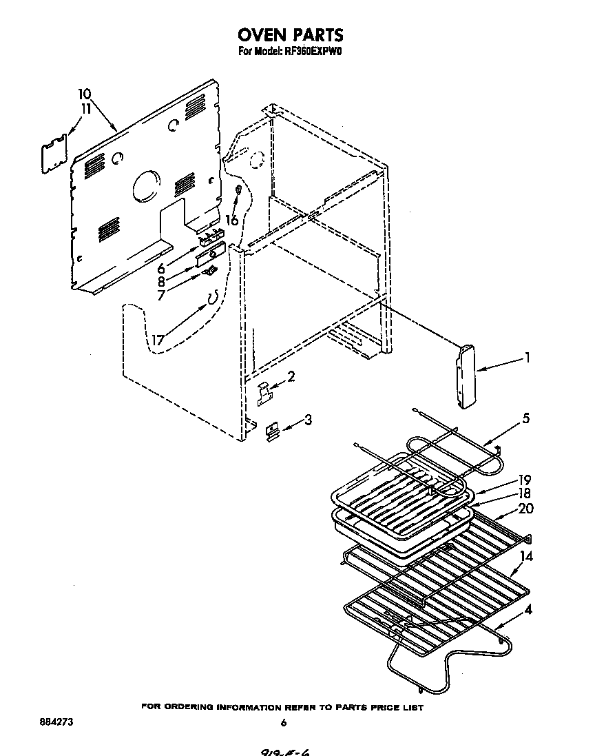 Whirlpool RF360EXPW0 oven diagram