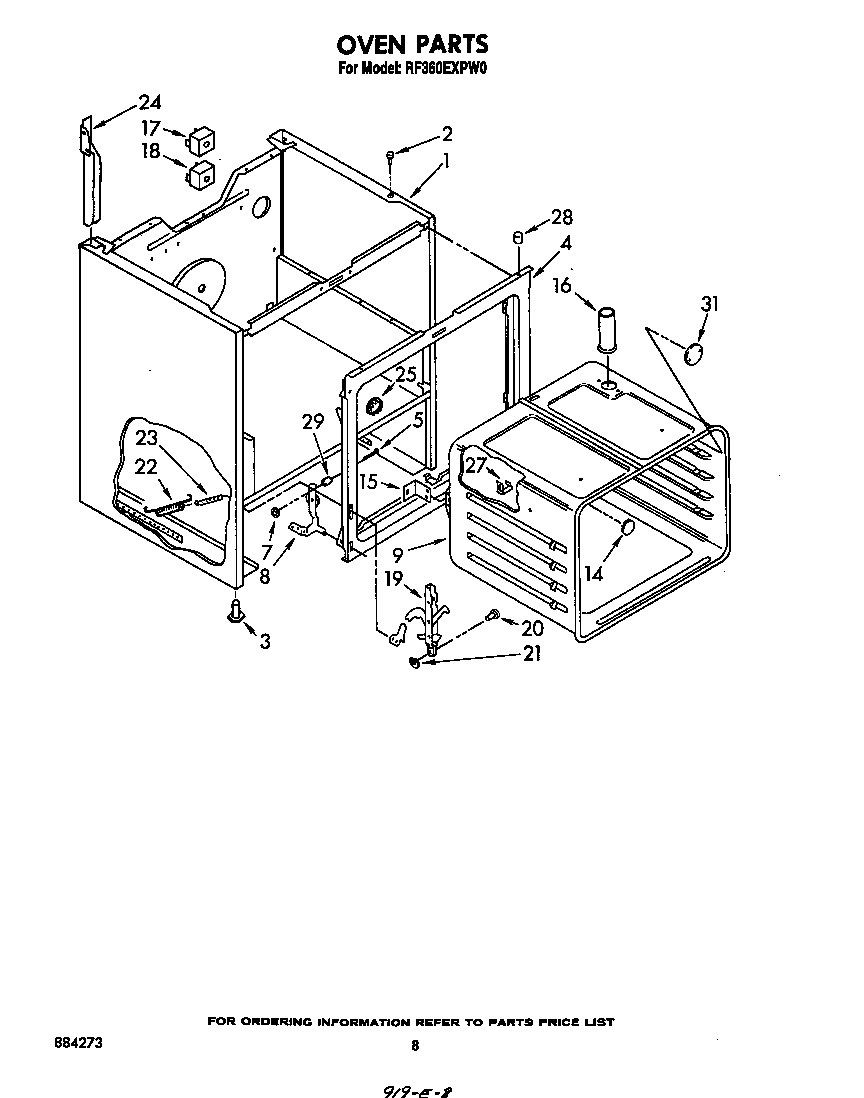 Whirlpool RF360EXPW0 oven diagram