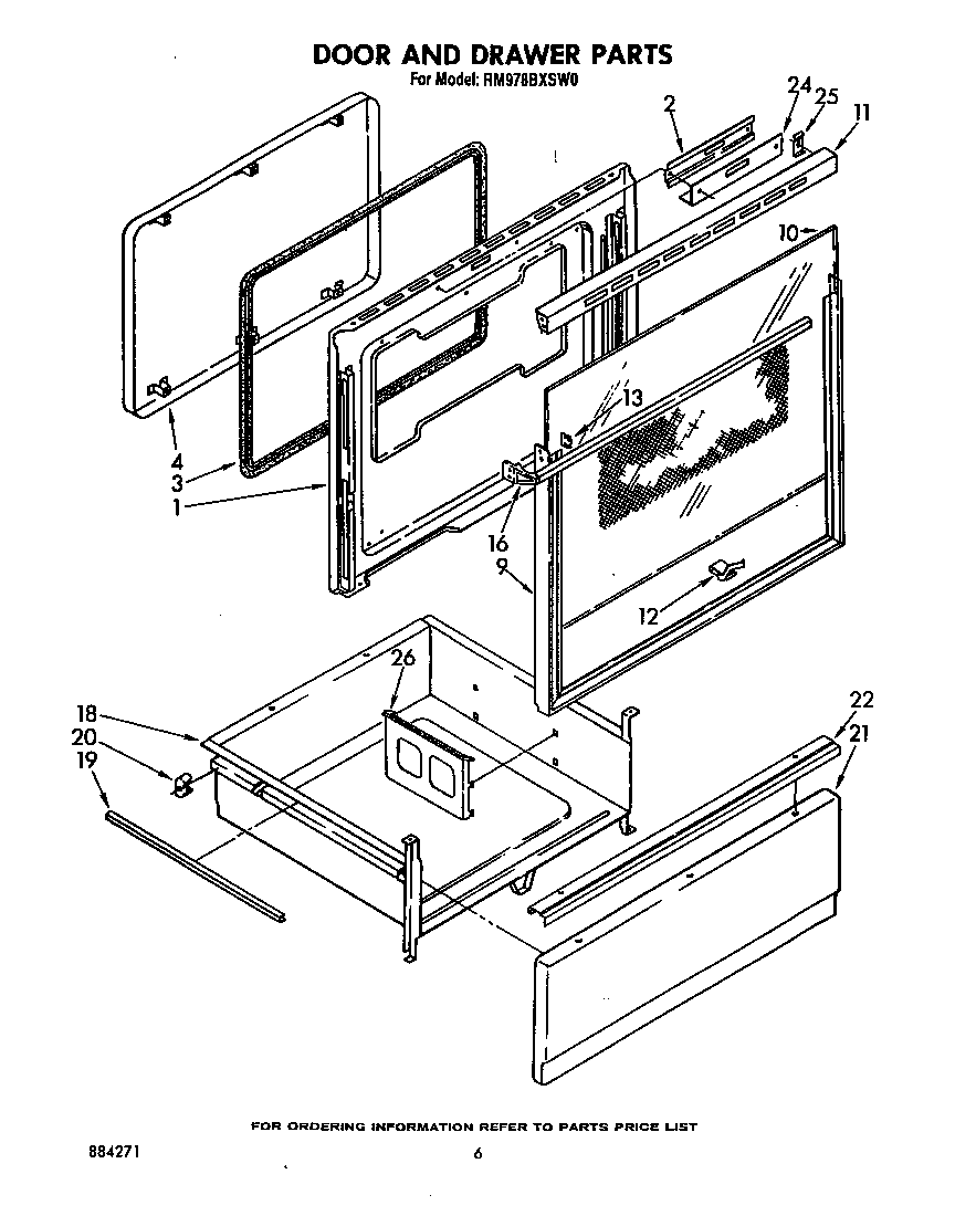 Whirlpool RM978BXSN0 door and drawer diagram