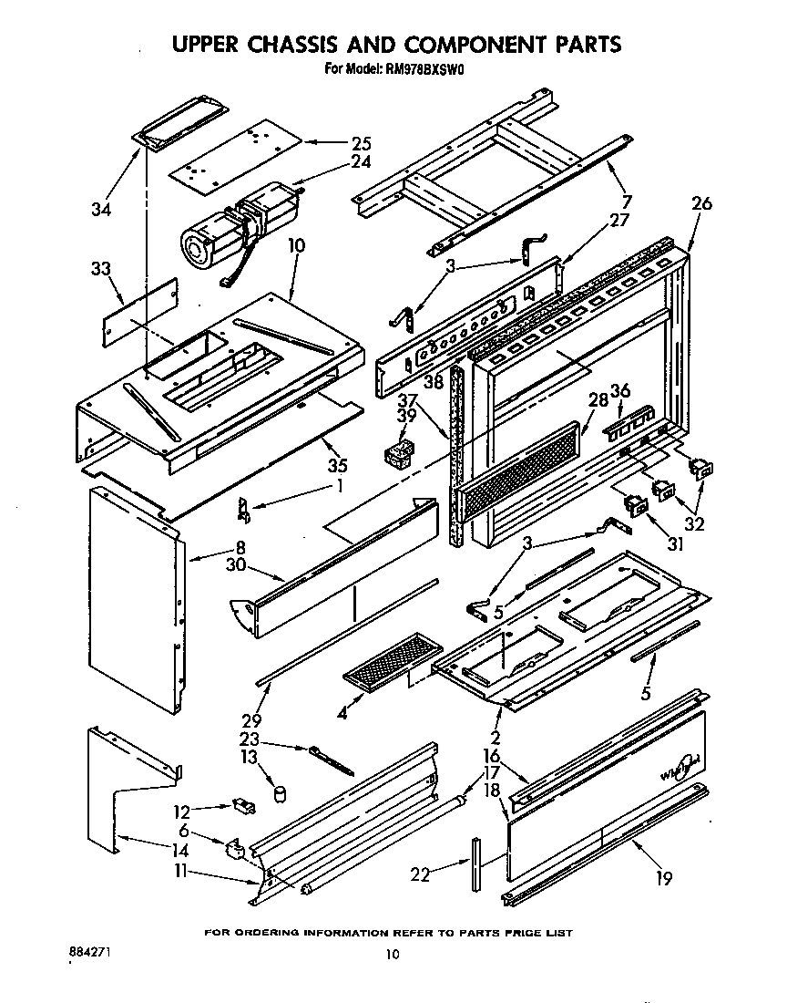 Whirlpool RM978BXSN0 upper chassis and component diagram