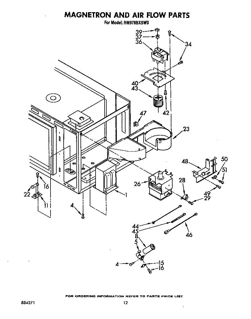 Whirlpool RM978BXSN0 magnetron and air flow diagram