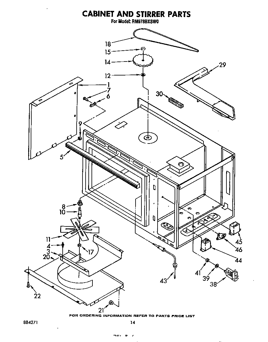 Whirlpool RM978BXSN0 cabinet and stirrer diagram