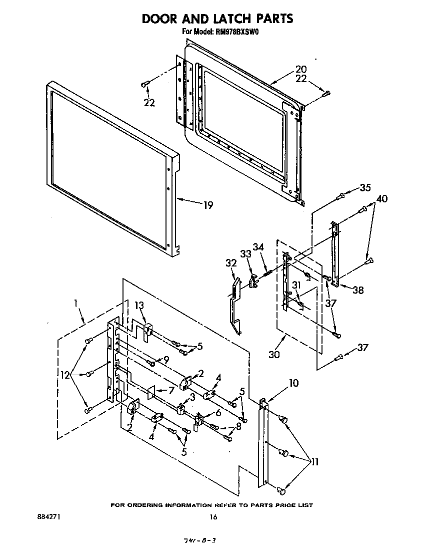 Whirlpool RM978BXSN0 door and latch diagram