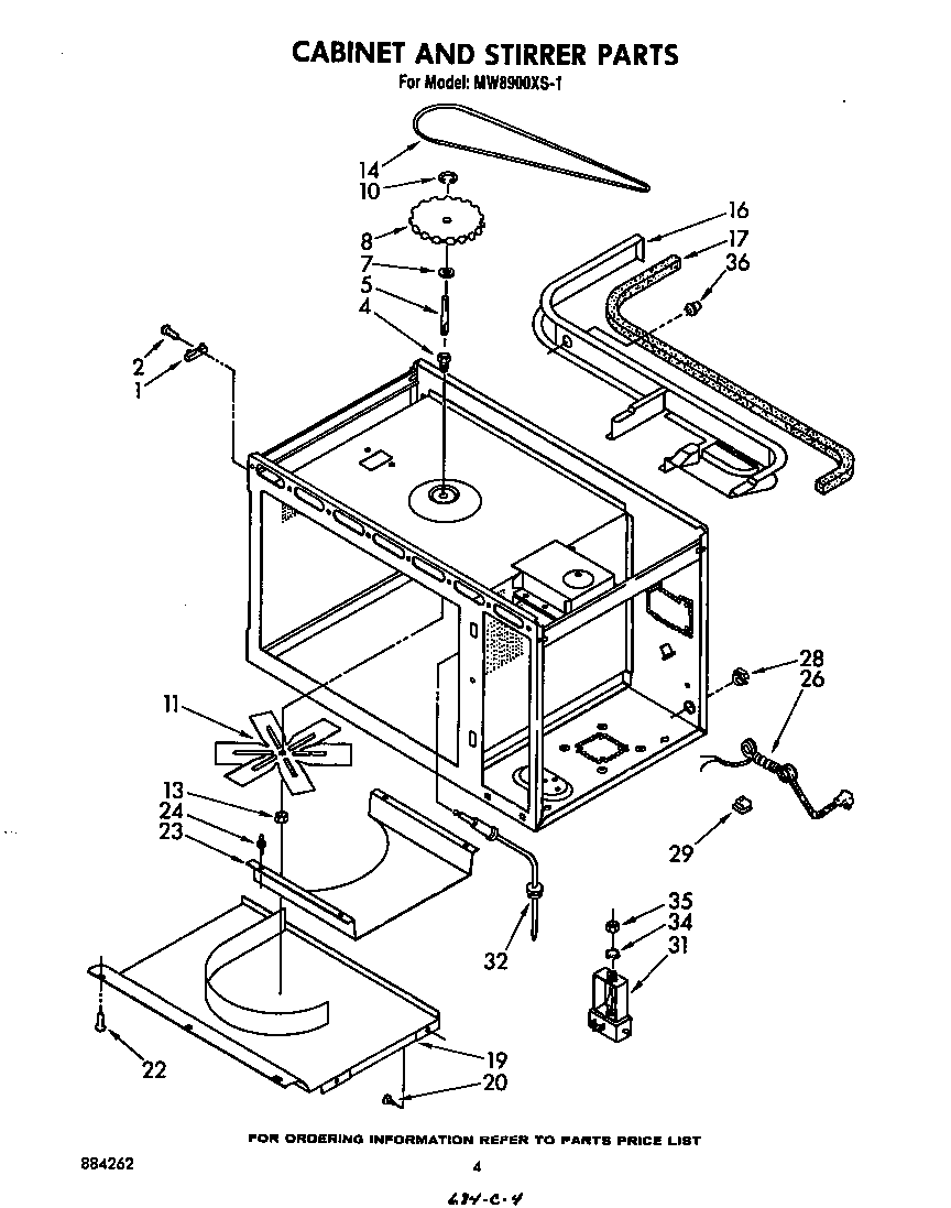 Whirlpool MW8900XS1 cabinet and stirrer diagram