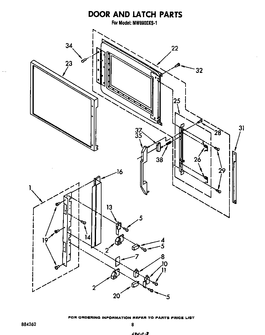 Whirlpool MW8900XS1 door latch diagram