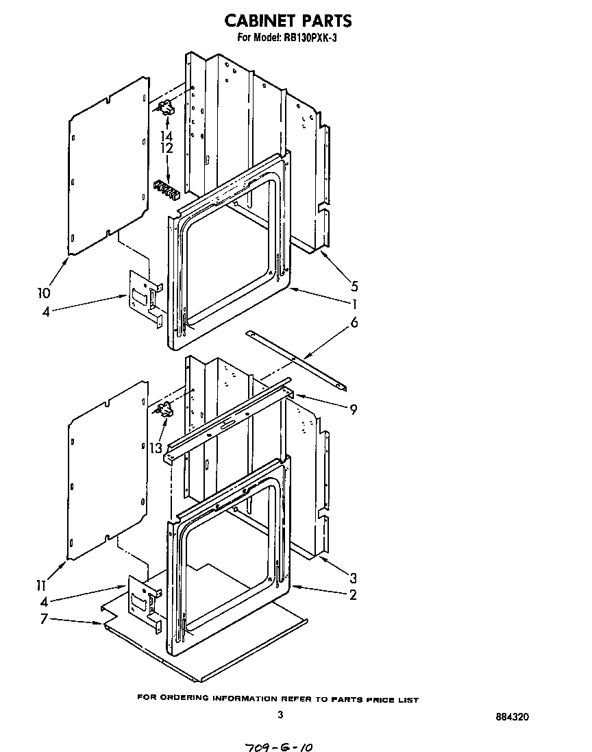 Whirlpool RB130PXK3 cabinet diagram