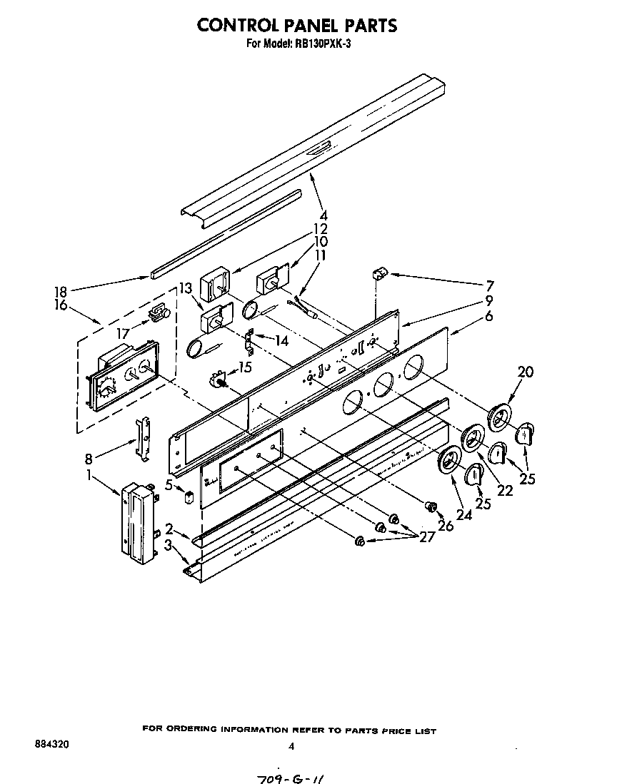 Whirlpool RB130PXK3 control panel diagram