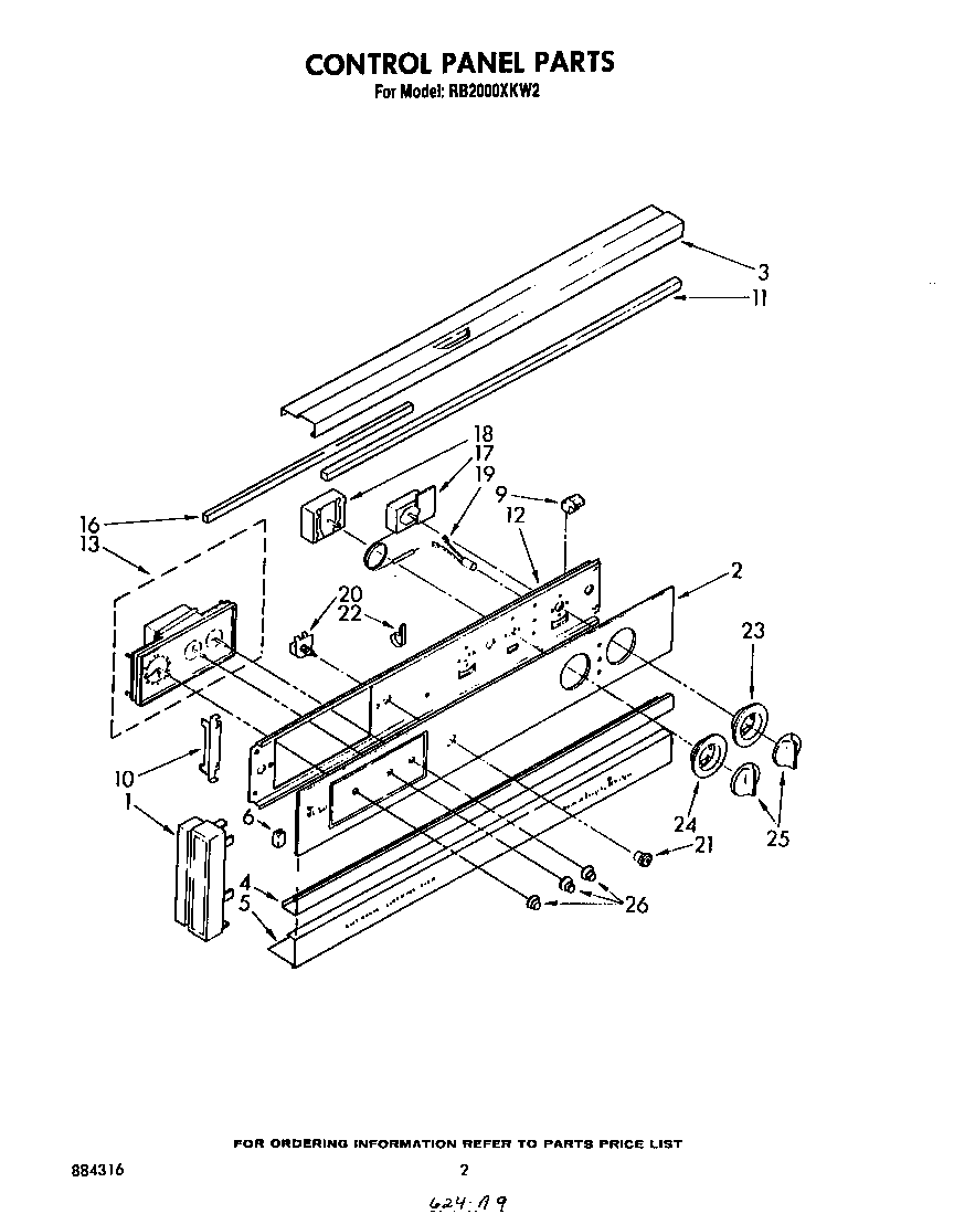 Whirlpool RB2000XKW2 control panel diagram