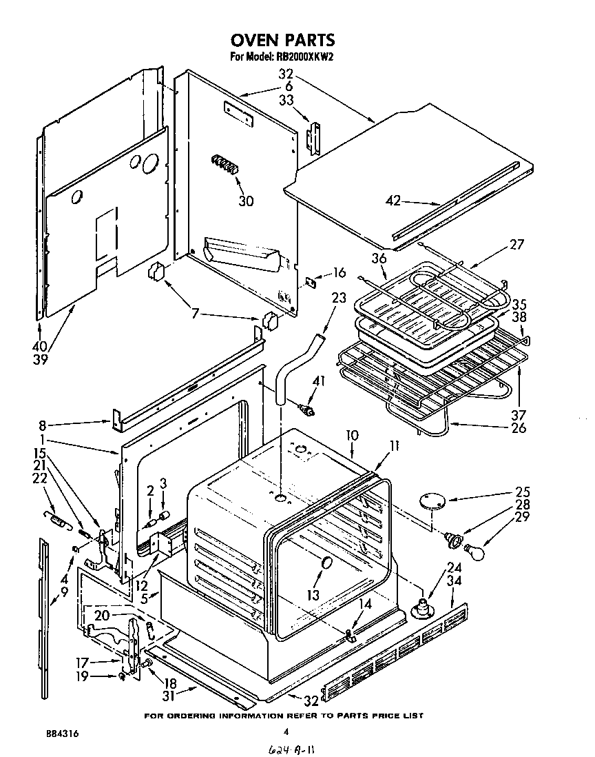 Whirlpool RB2000XKW2 oven diagram