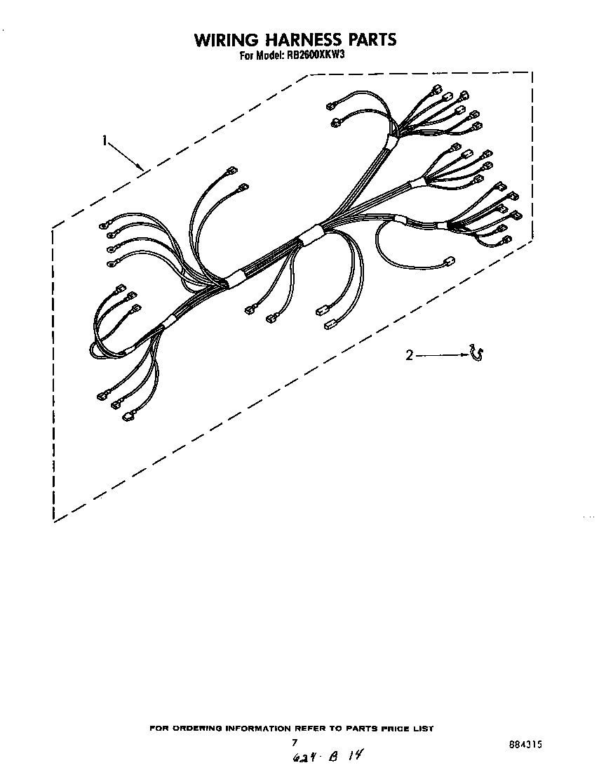 Whirlpool RB2600XKW3 wiring harness diagram