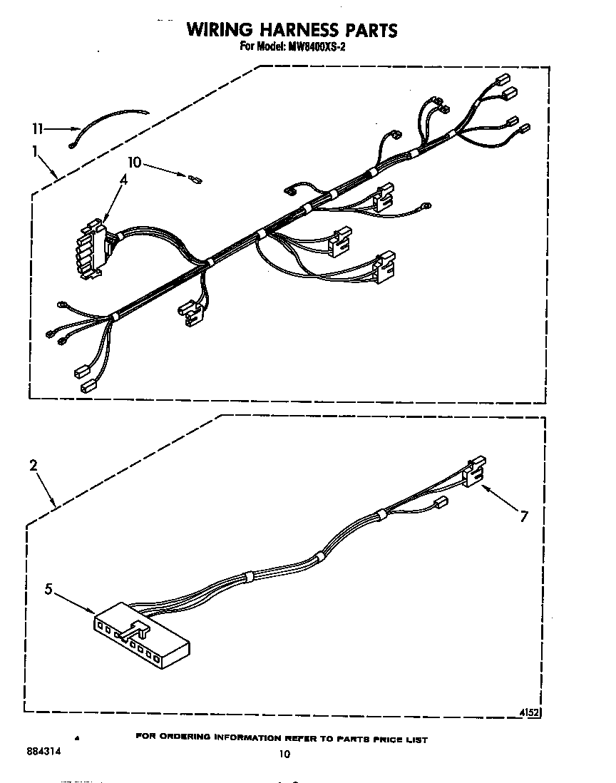 Whirlpool MW8400XS2 wiring harness diagram