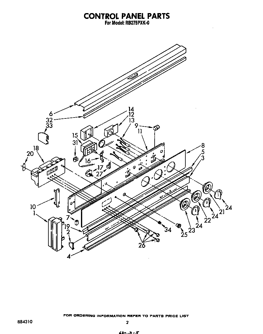 Whirlpool RB275PXK0 control panel diagram