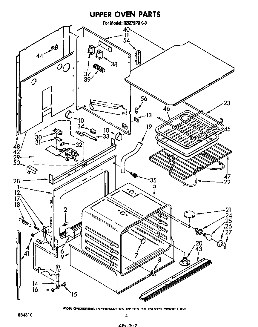 Whirlpool RB275PXK0 upper oven diagram