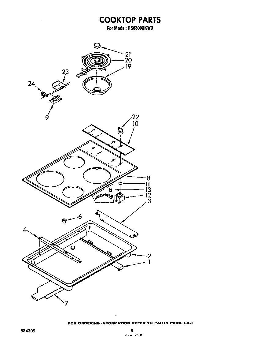 Whirlpool RS6300XKW3 cooktop diagram