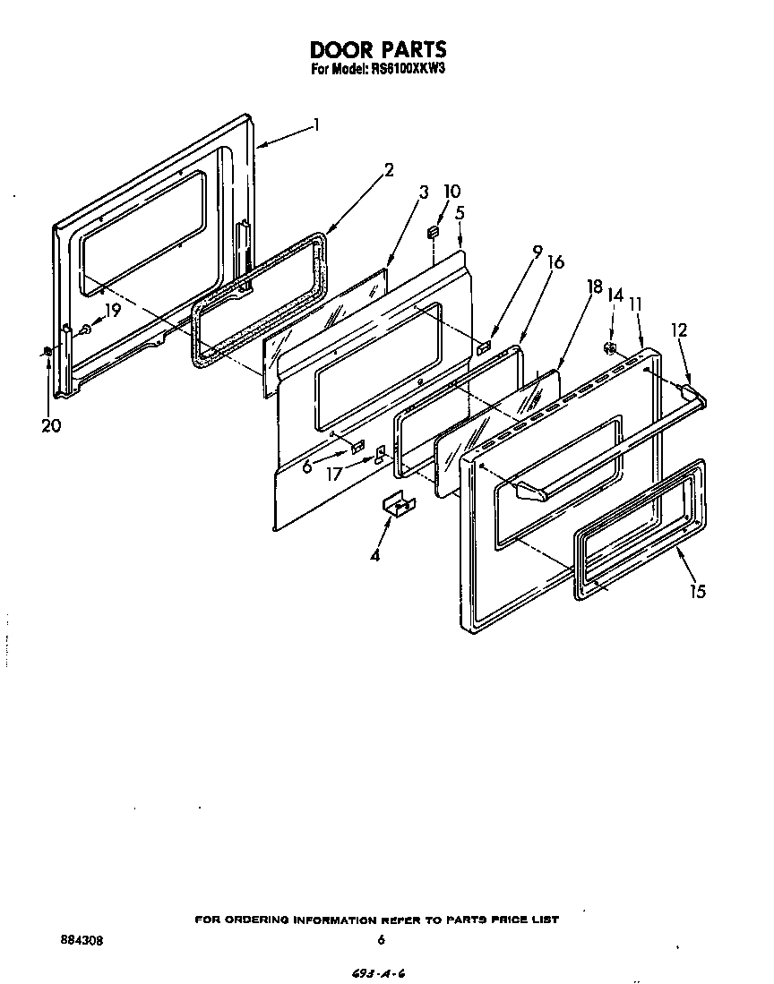 Whirlpool RS6100XKW3 door diagram