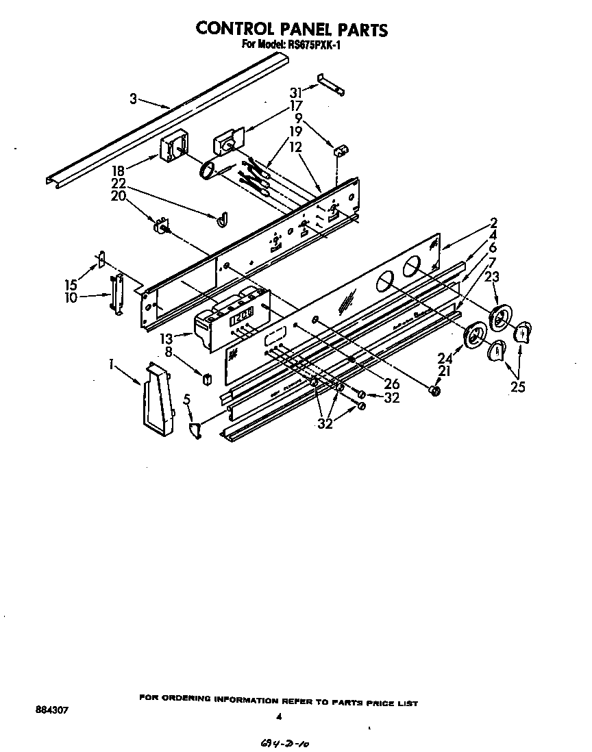 Whirlpool RS675PXK1 control panel diagram