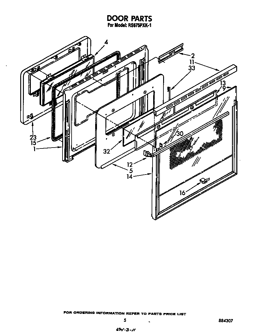 Whirlpool RS675PXK1 door diagram
