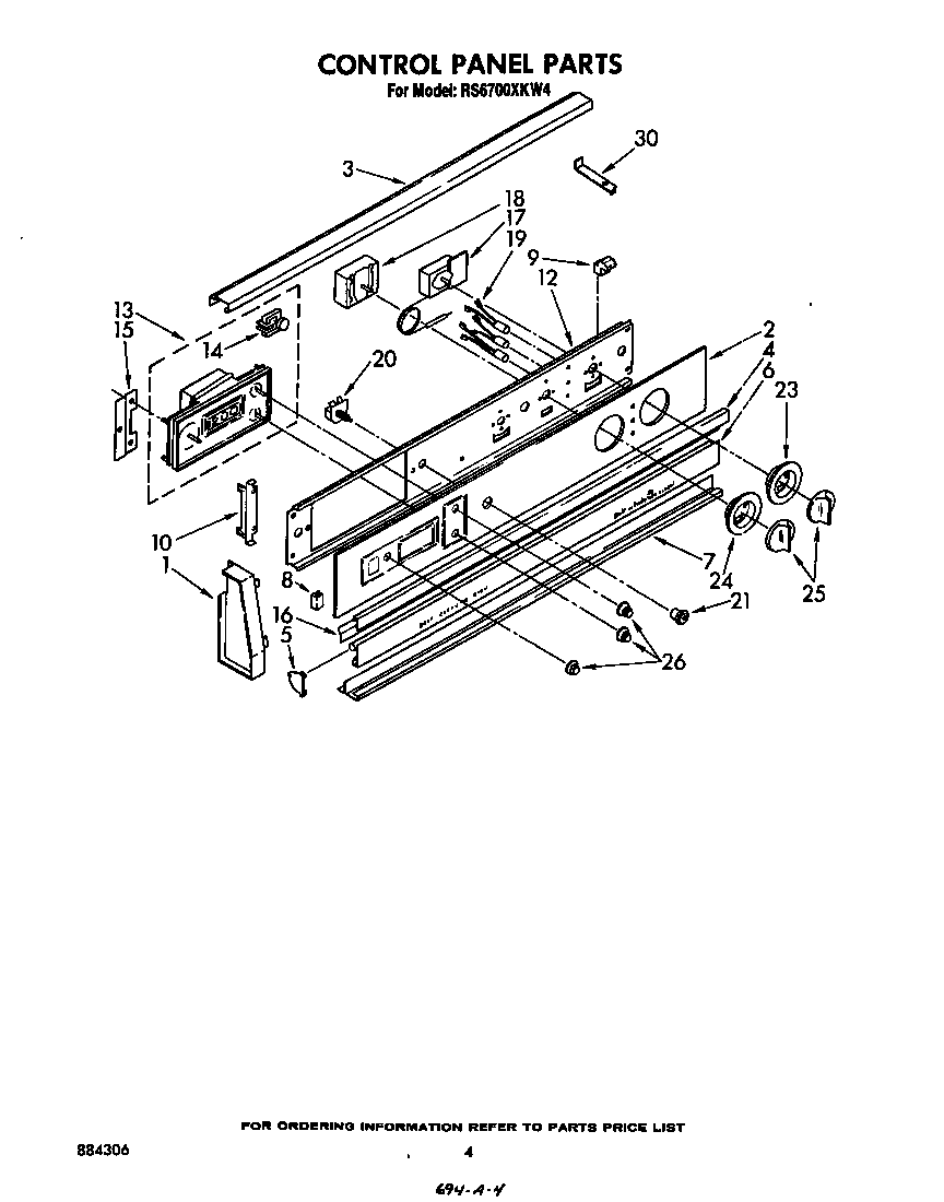 Whirlpool RS6700XKW4 control panel diagram