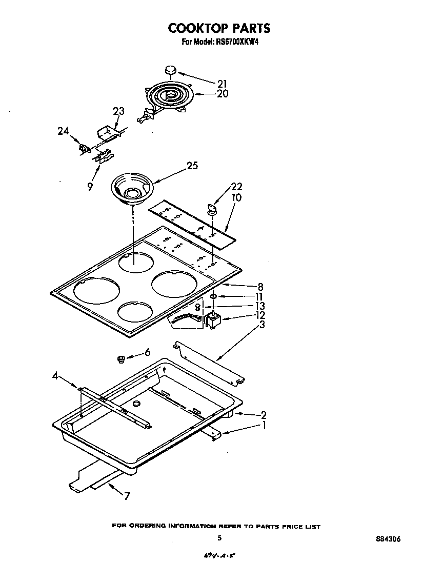 Whirlpool RS6700XKW4 cooktop diagram