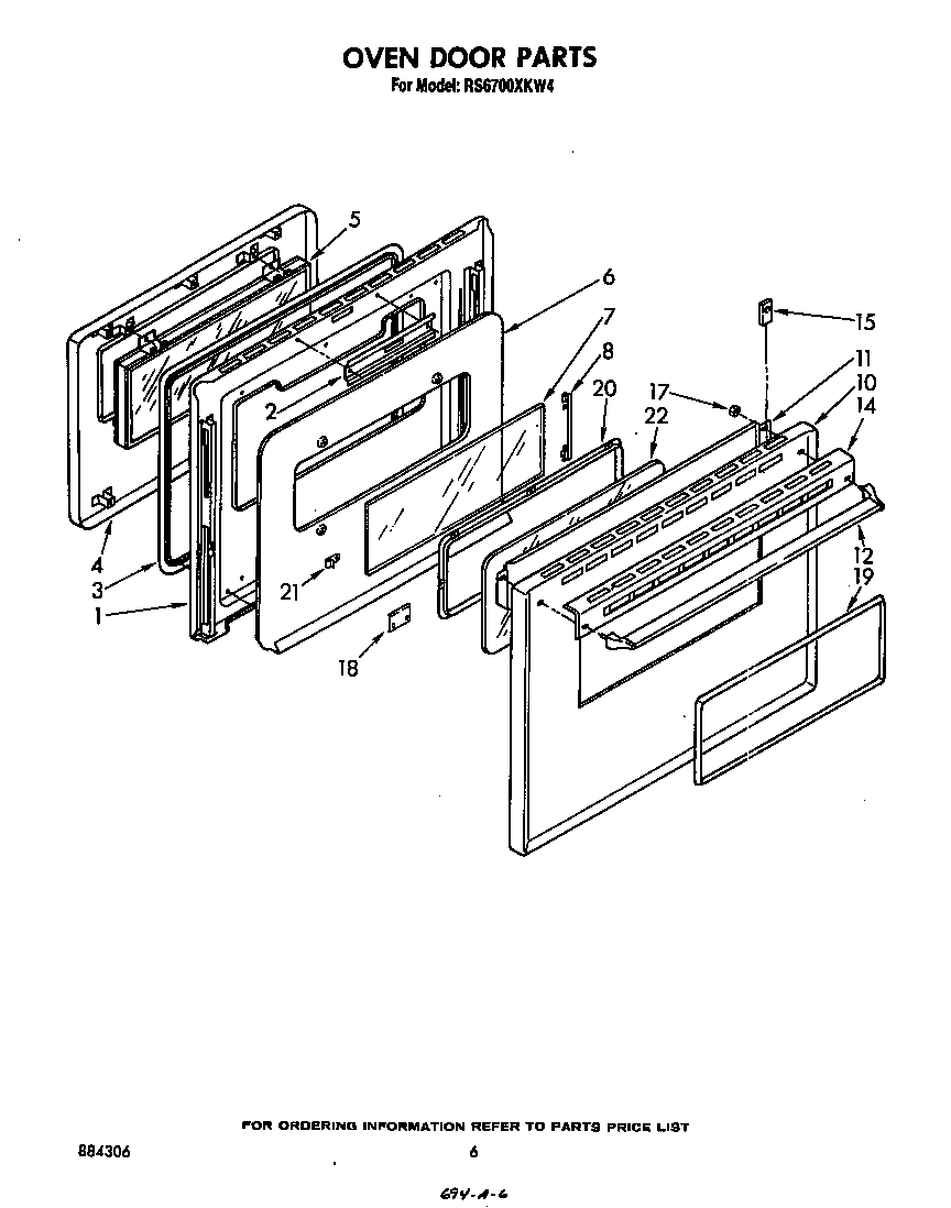 Whirlpool RS6700XKW4 oven door diagram