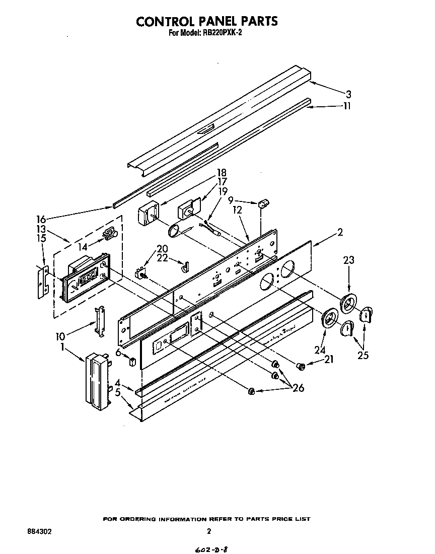 Whirlpool RB220PXK2 control panel diagram