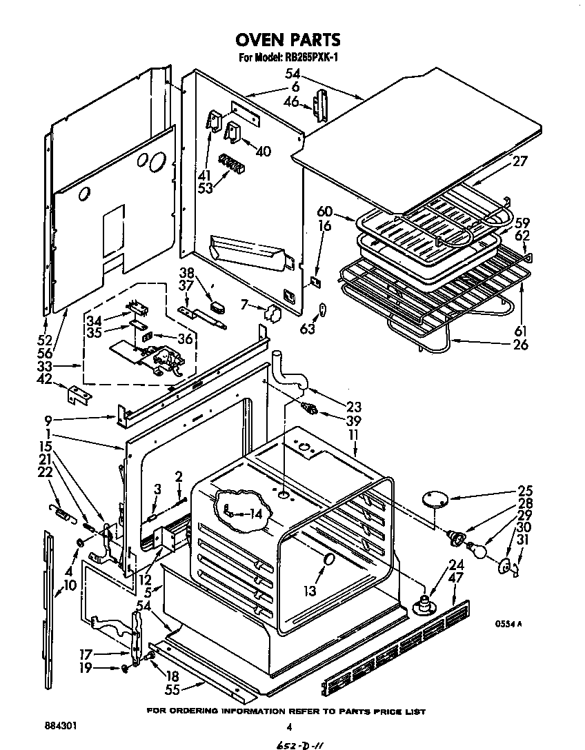 Whirlpool RB265PXK1 oven diagram