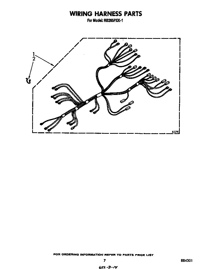 Whirlpool RB265PXK1 wiring harness diagram