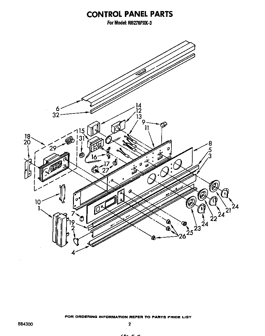 Whirlpool RB270PXK3 control panel diagram