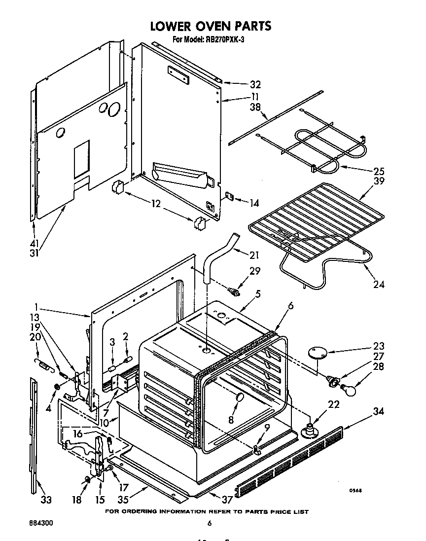 Whirlpool RB270PXK3 lower oven diagram