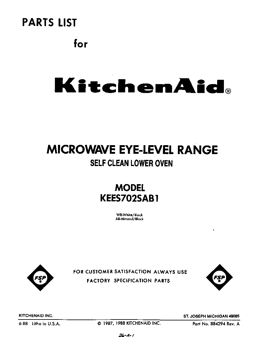 KitchenAid KEES702SWB1 front cover diagram