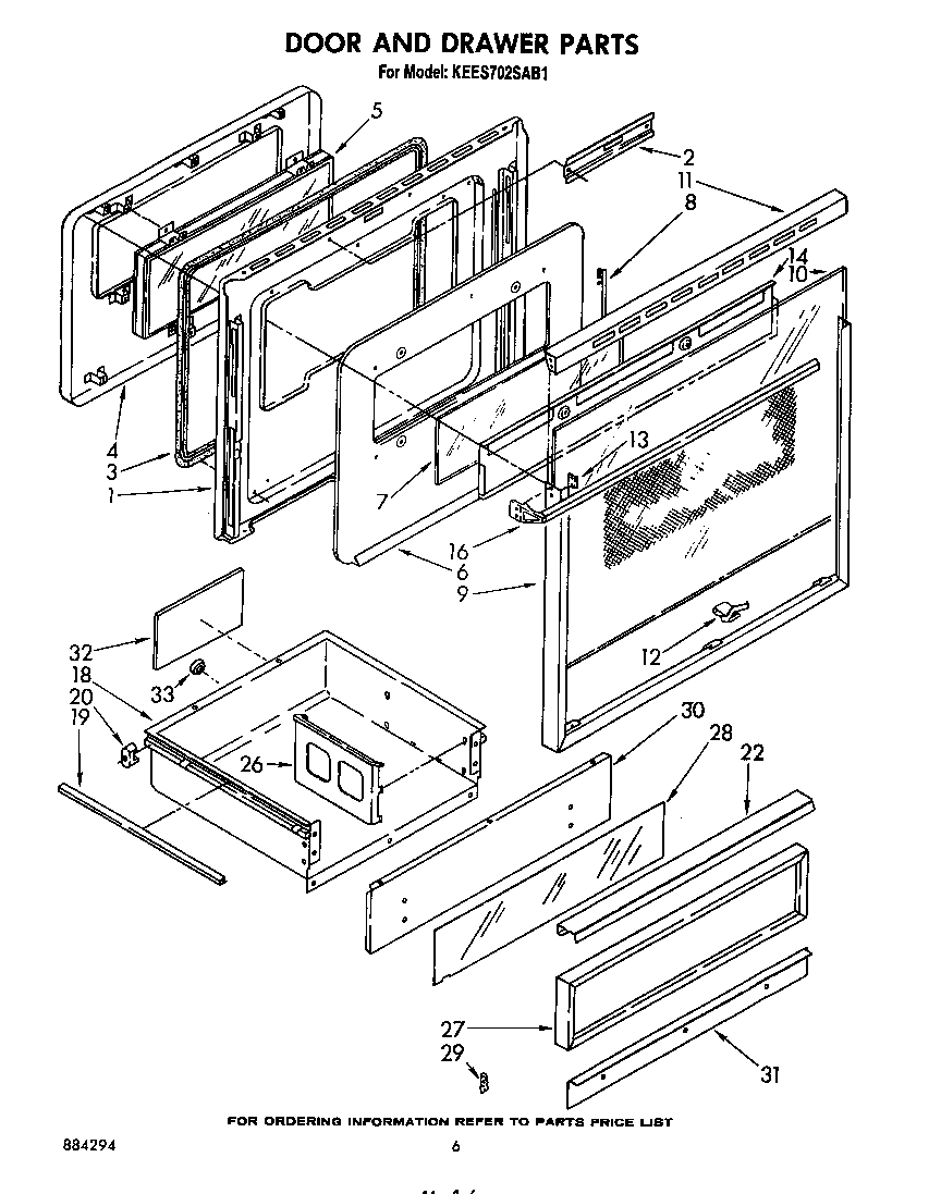 KitchenAid KEES702SWB1 door and drawer diagram