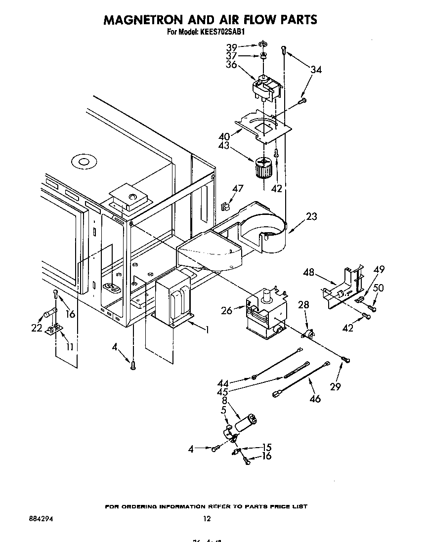KitchenAid KEES702SWB1 magnetron and air flow diagram
