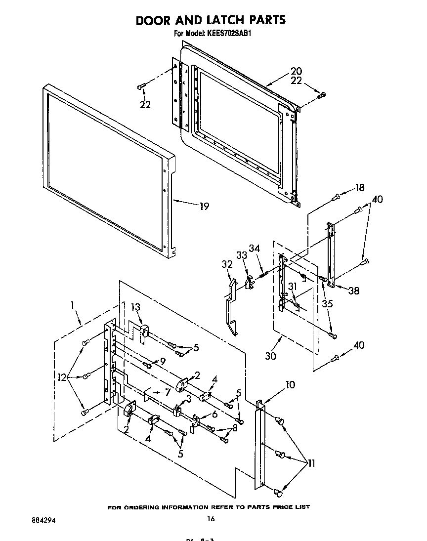 KitchenAid KEES702SWB1 door and latch diagram