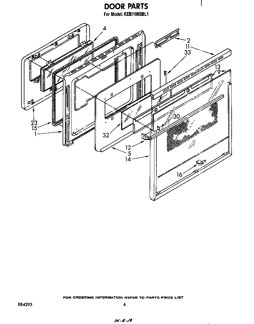 KitchenAid KEBI100SBL1 door diagram