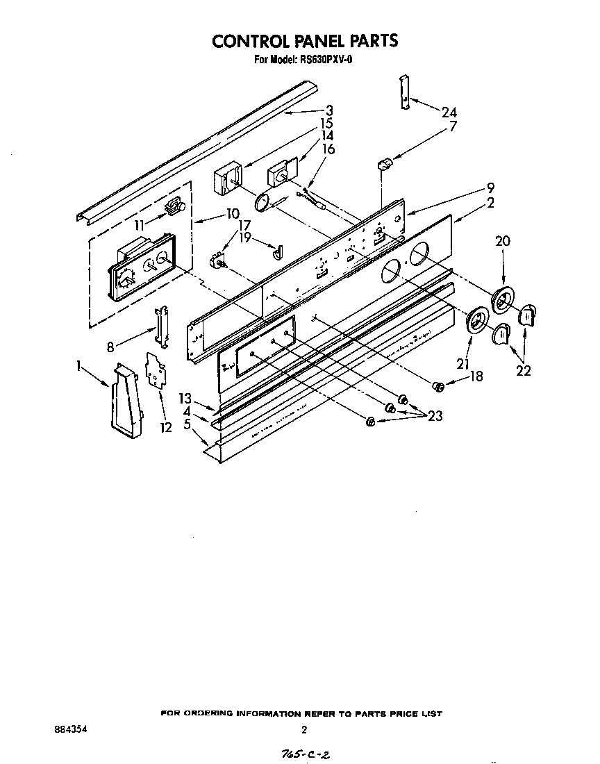 Whirlpool RS630PXV0 control panel diagram