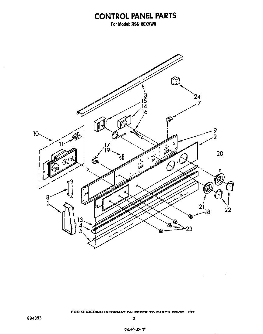 Whirlpool RS6100XVW0 control panel diagram