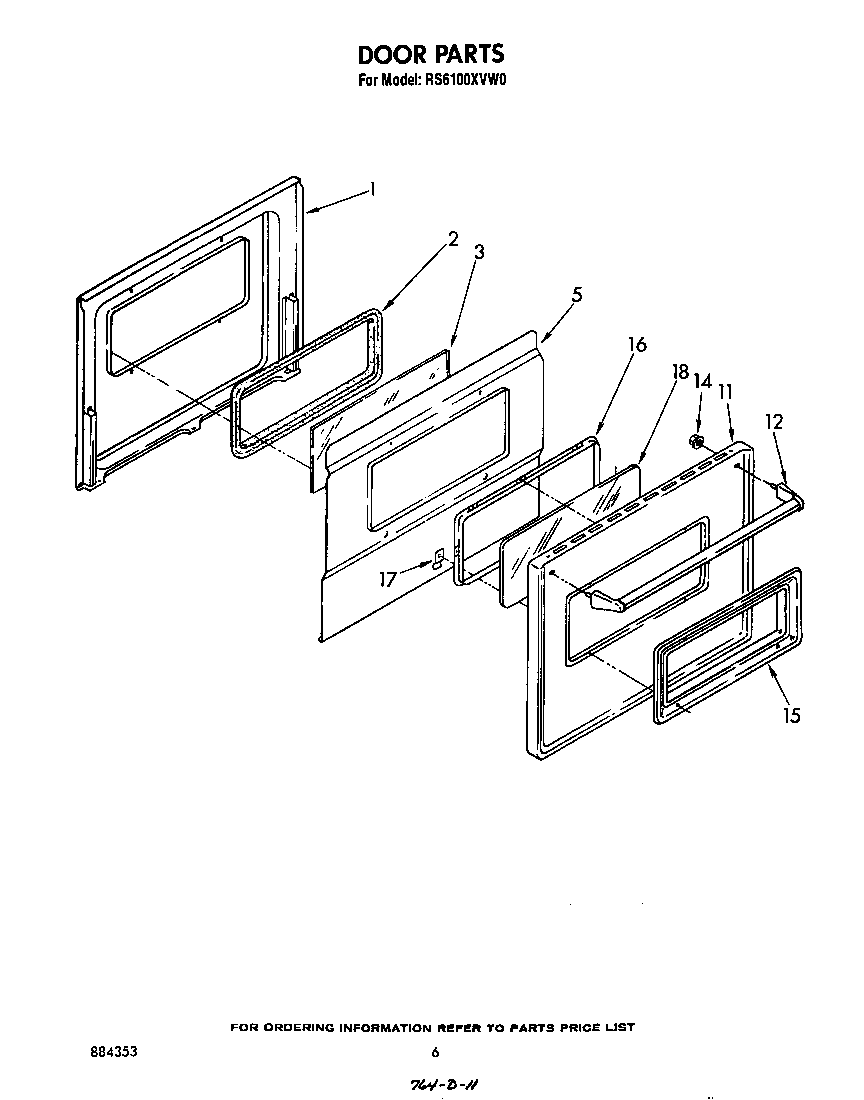 Whirlpool RS6100XVW0 door diagram