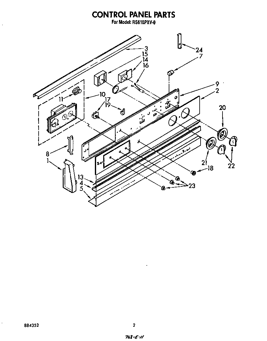 Whirlpool RS610PXV0 control panel diagram