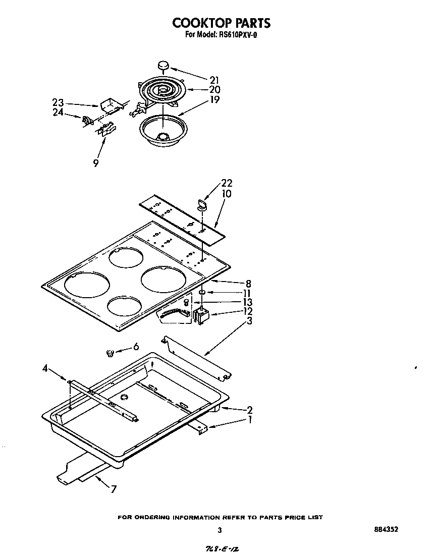 Whirlpool RS610PXV0 cooktop diagram