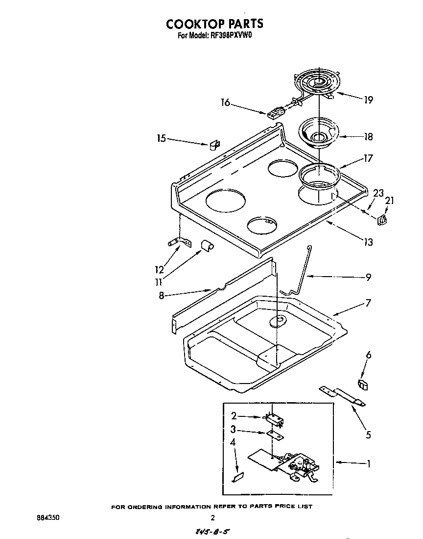 Whirlpool RF398PXVW0 cook top diagram